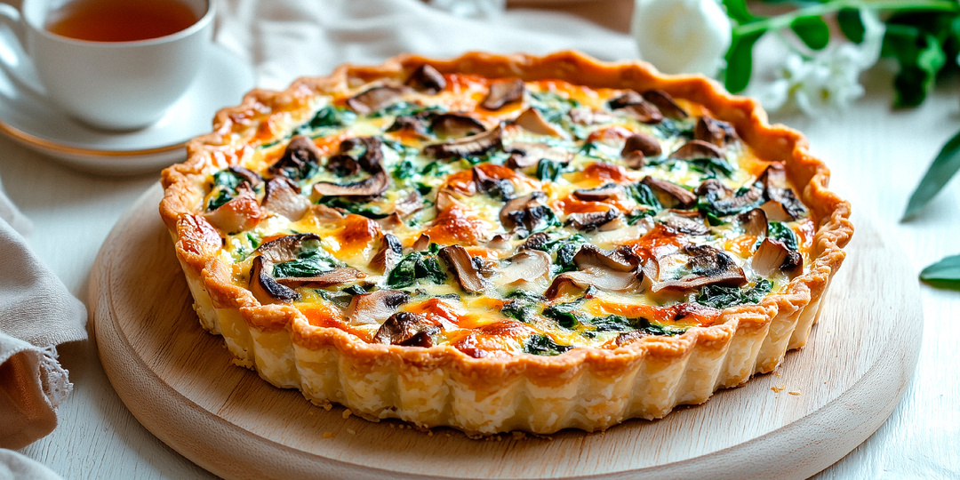 Готовим ароматный киш лорен с курицей и грибами