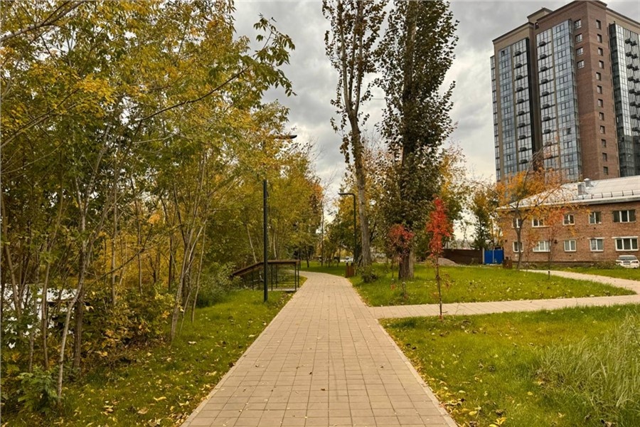 Микрорайон Пашенный — не самый зеленый в Красноярске. Но даже здесь можно найти благоустроенные места
