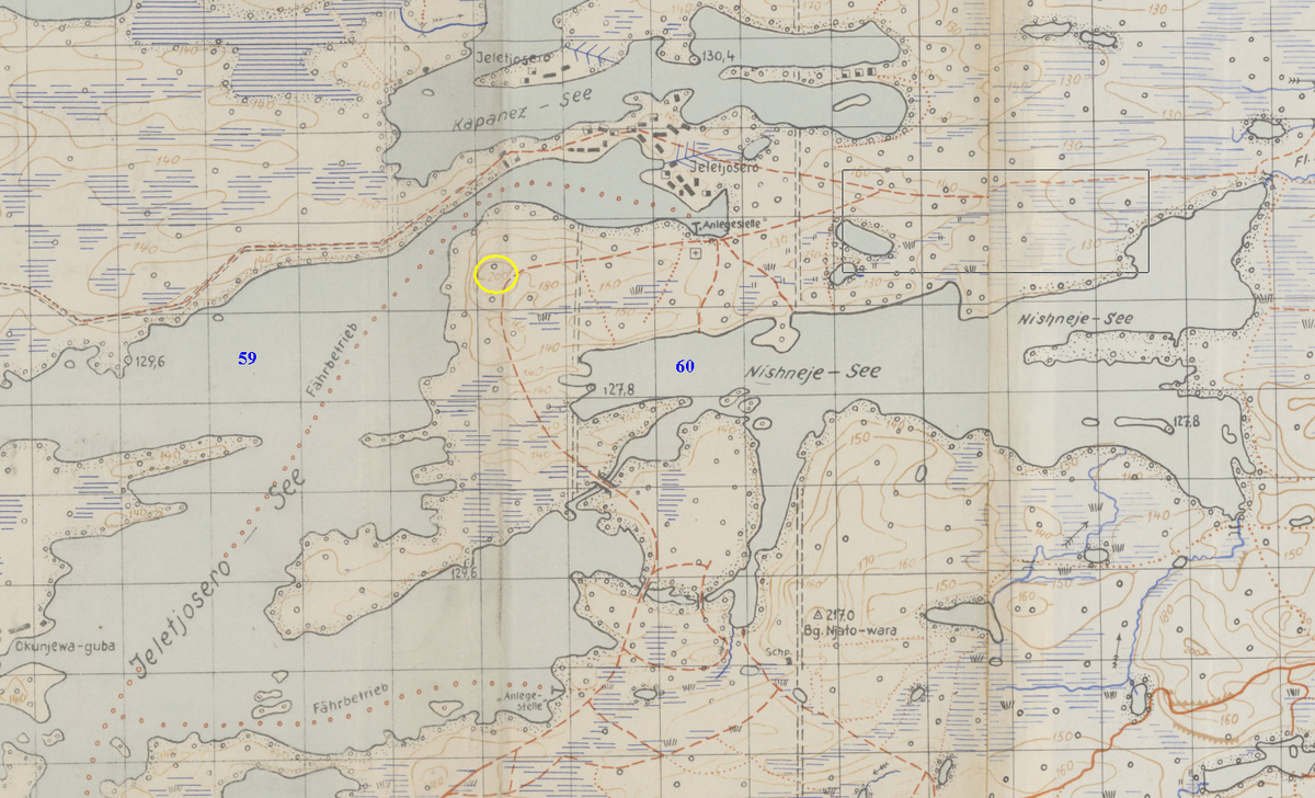Так и не понял, что за высоту 180 они имеют ввиду, которая то ли между озёрами 59 и 60, то ли в озере 59... Высота 200 только есть.