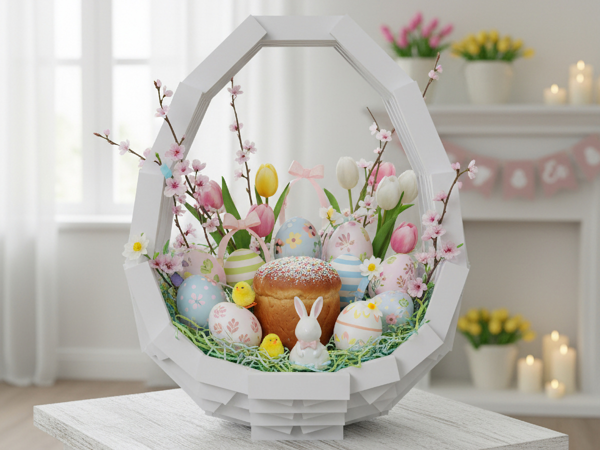 Весенняя композиция корзины EGG