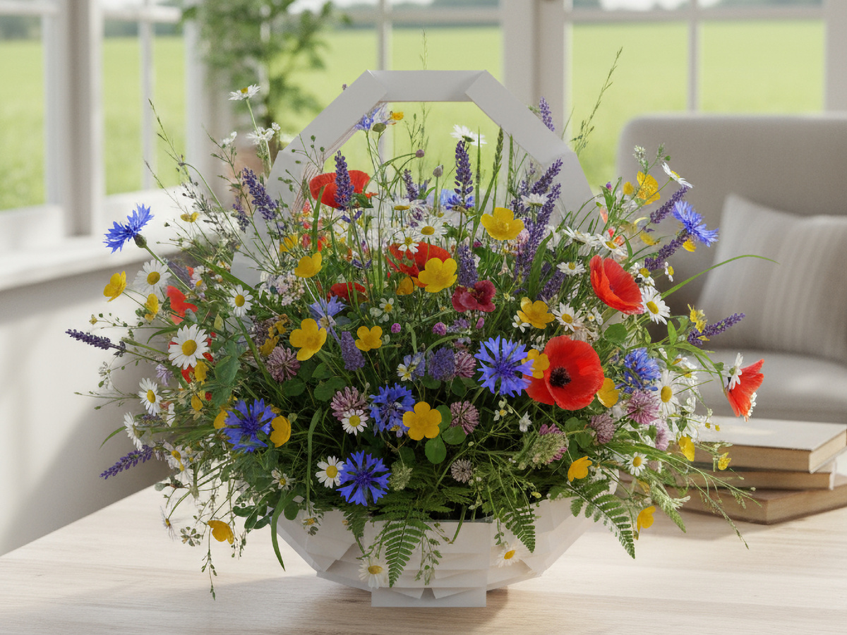 Летняя композиция в корзине EGG