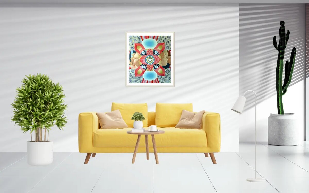  Так будет выглядеть картина в интерьере современной гостинной