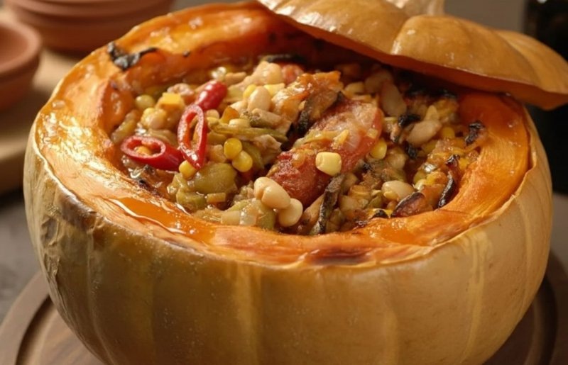    Запеченная свинина в тыкве по-мексикански. Фото: Сгенерировано ИИ.