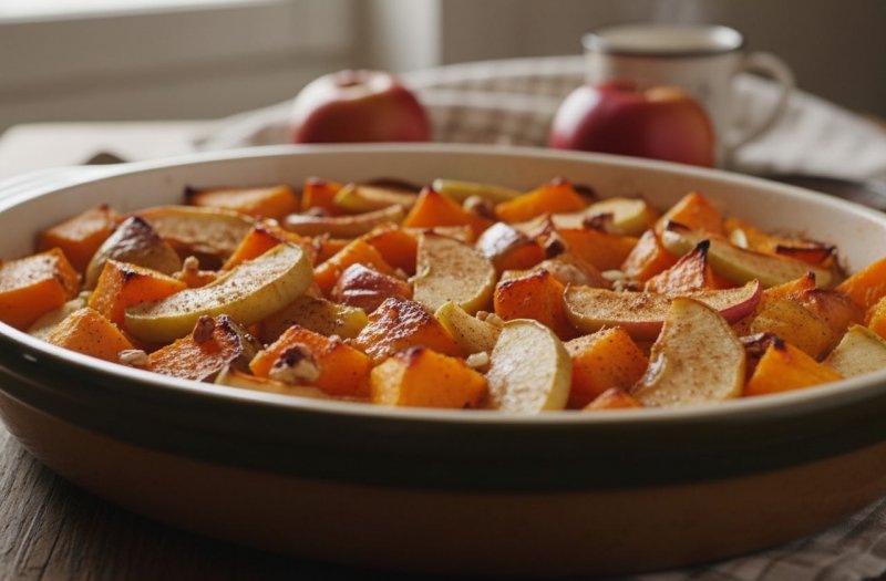    Запеченная тыква с яблоками. Фото: wellnews.ru.