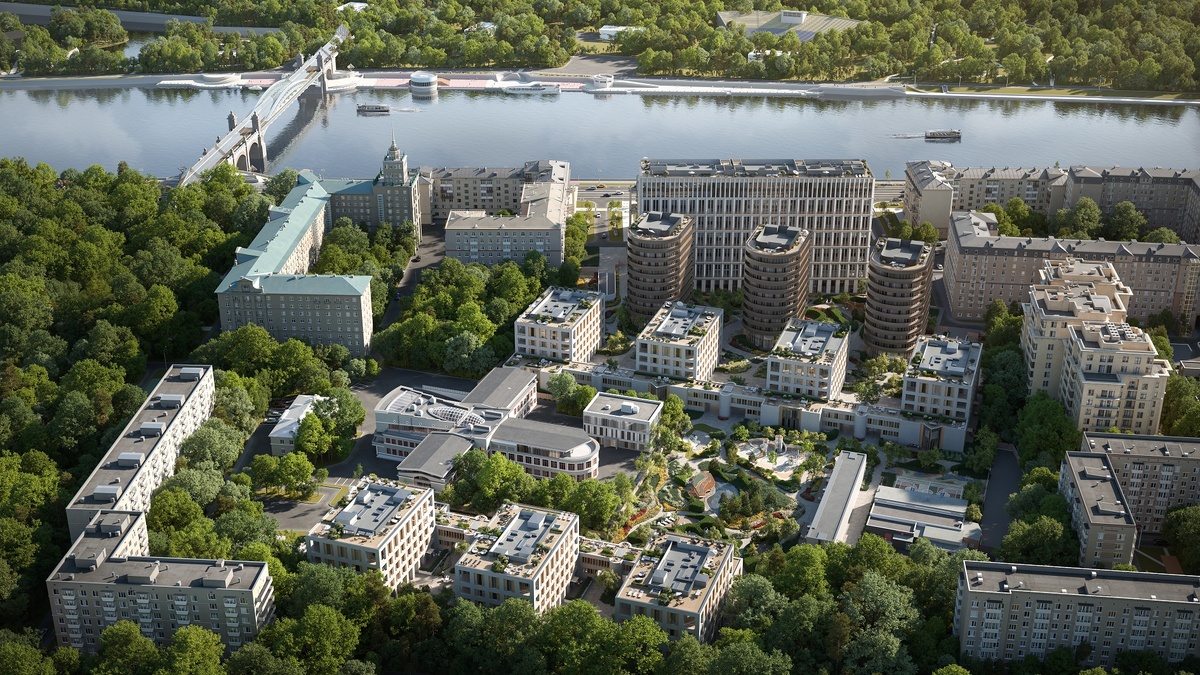 Клубный квартал «Фрунзенская набережная» с витражным парком площадью 3,1 гектара на берегу Москвы-реки