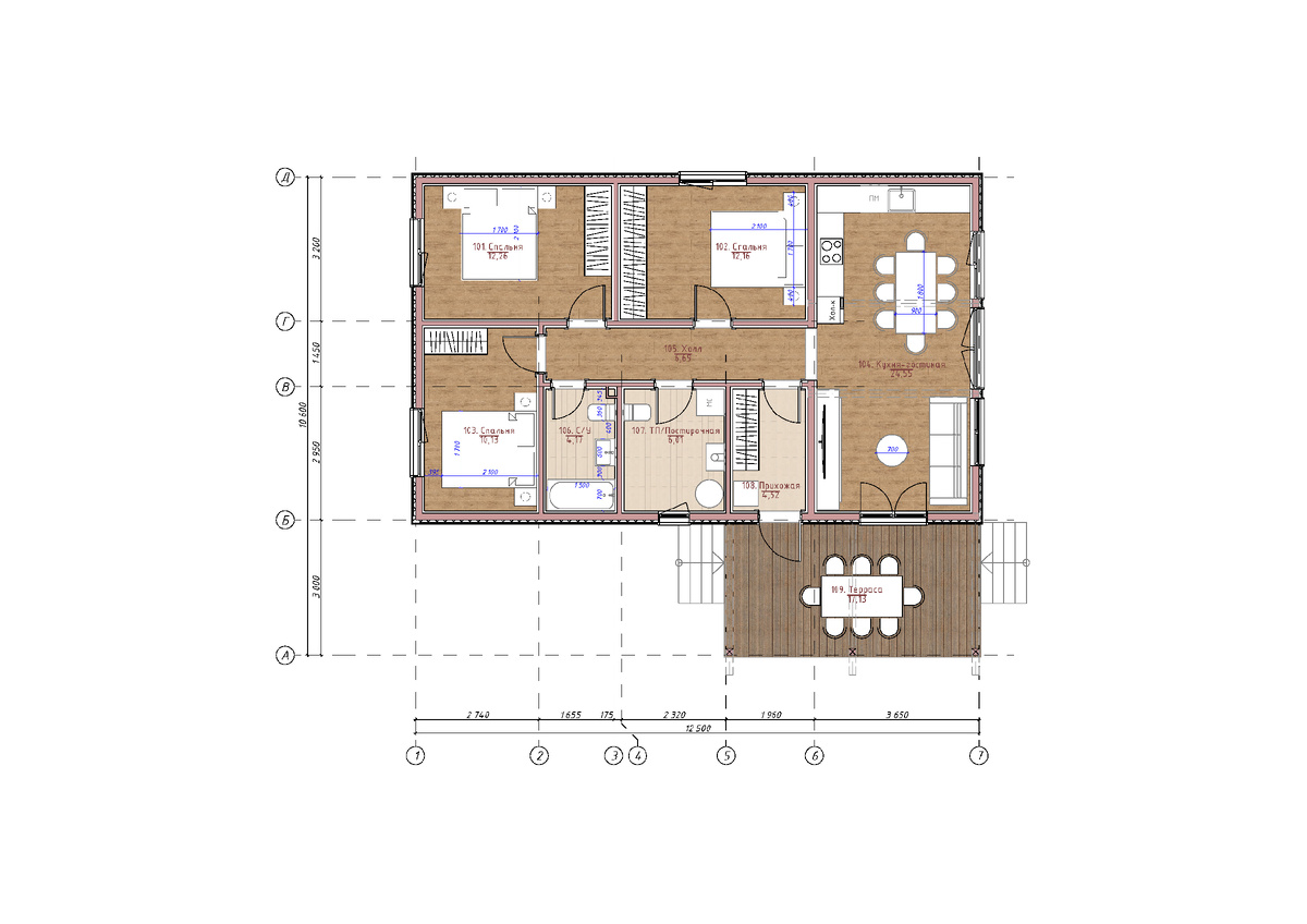 Планировка каркасного дома "Фрам"