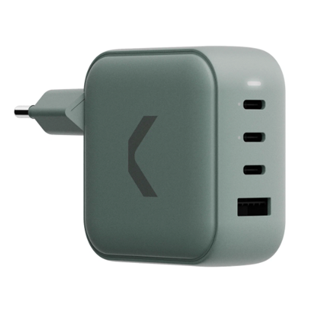 Быстрое зарядное устройство COMMO 100W Key Charger 3xUSB-C + 1xUSB-A, 100 Вт, Серо-зелёный