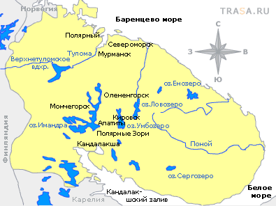 Река Поной на карте