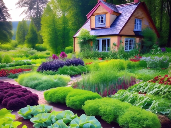 Домик в деревне. Картинка сгенерирована автором в нейросети