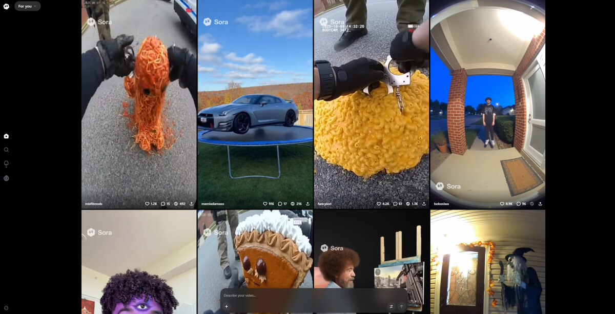 Так выглядит интерфейс Sora 2. Пользователи делятся своими роликами
