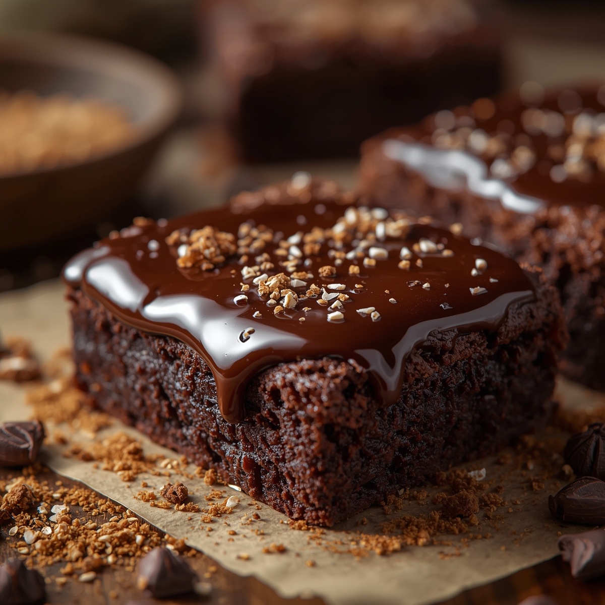 Тёплый брауни, где мусковадо раскрывает мягкую карамельную сладость