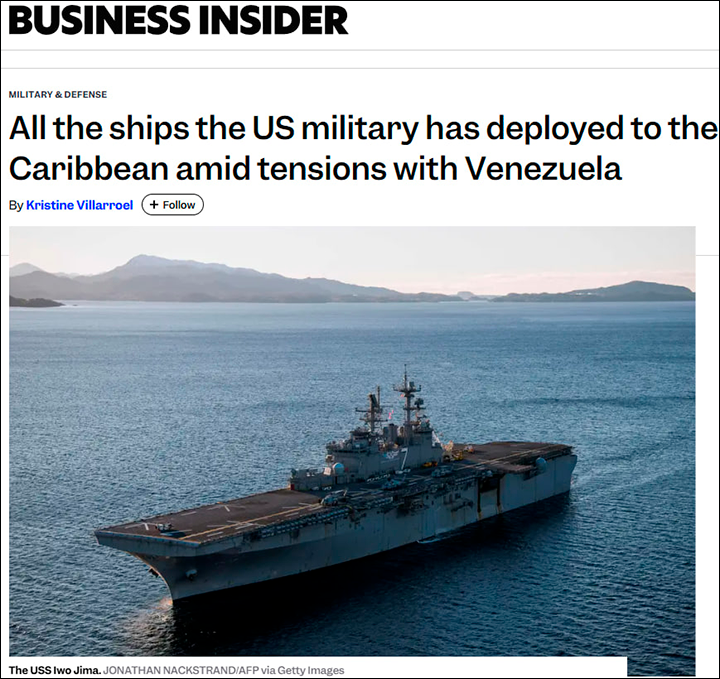    Группировка США идёт к Венесуэле. Скриншот: Бизнес инсайдер
