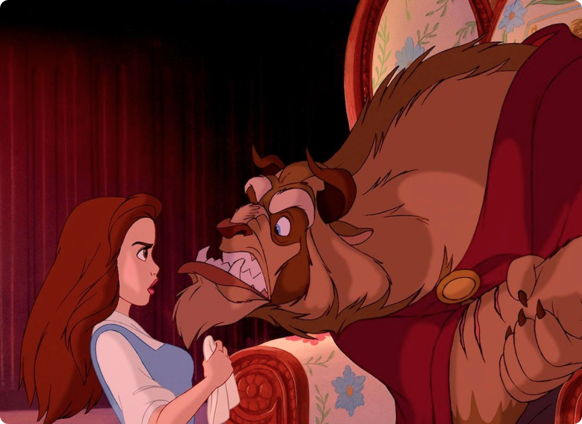 Кадр из мультфильма «Красавица и Чудовище» 1991