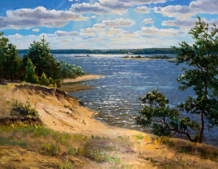 Река Волга. художник Викентий Лукиянов ( https://i.pinimg.com) 