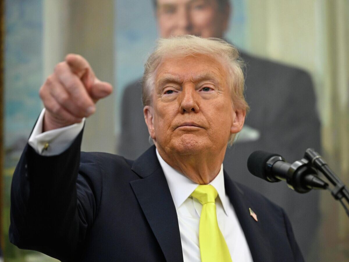    Президент США Дональд Трамп во время выступления в Овальном кабинете Белого дома© AP Photo / John McDonnell