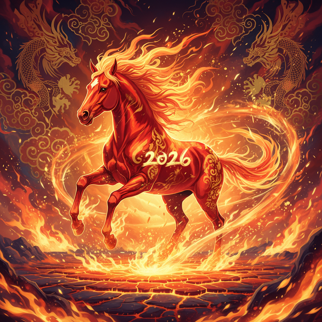 Красная огненная лошадь - символ 2026 года по восточному календарю