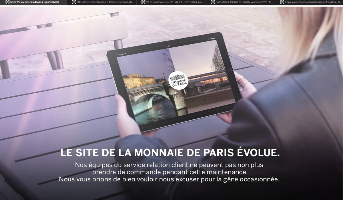Скриншот страницы сайта https://www.monnaiedeparis.fr