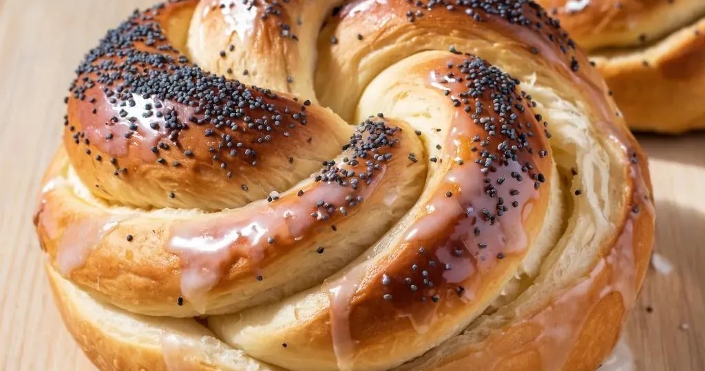 Плетëнка многослойная, с маком и глазурью