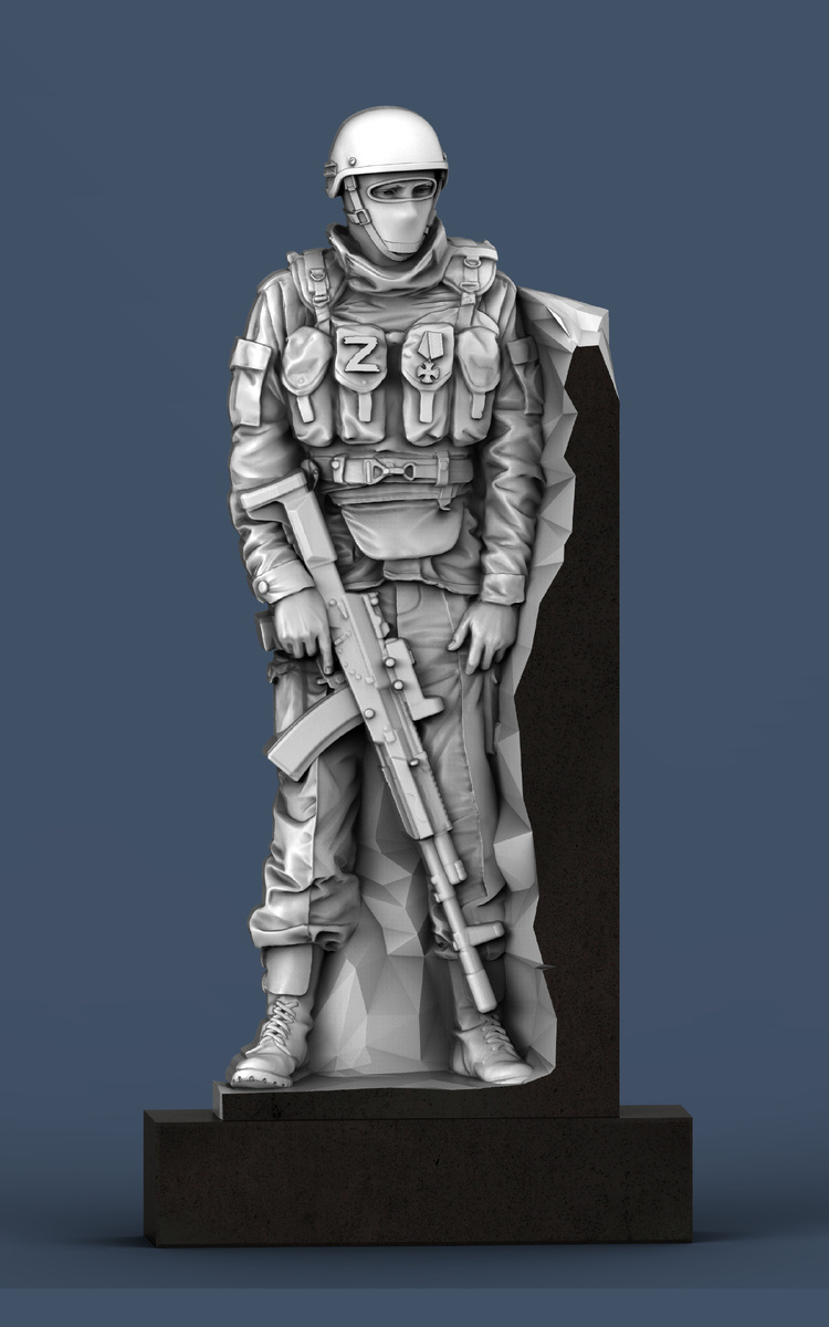 Пример памятника для Героя СВО, созданного в гранитной мастерской “Север-Монумент”.
