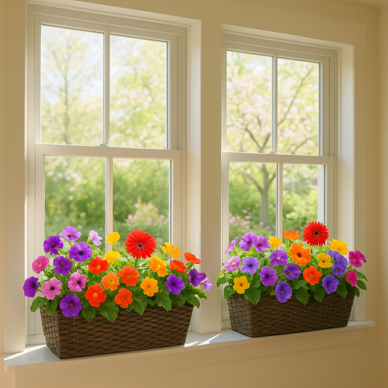    Весеннее обновление: как легко задекорировать окна цветами и красивыми кашпо из искусственного ротанга для уюта в доме Loza