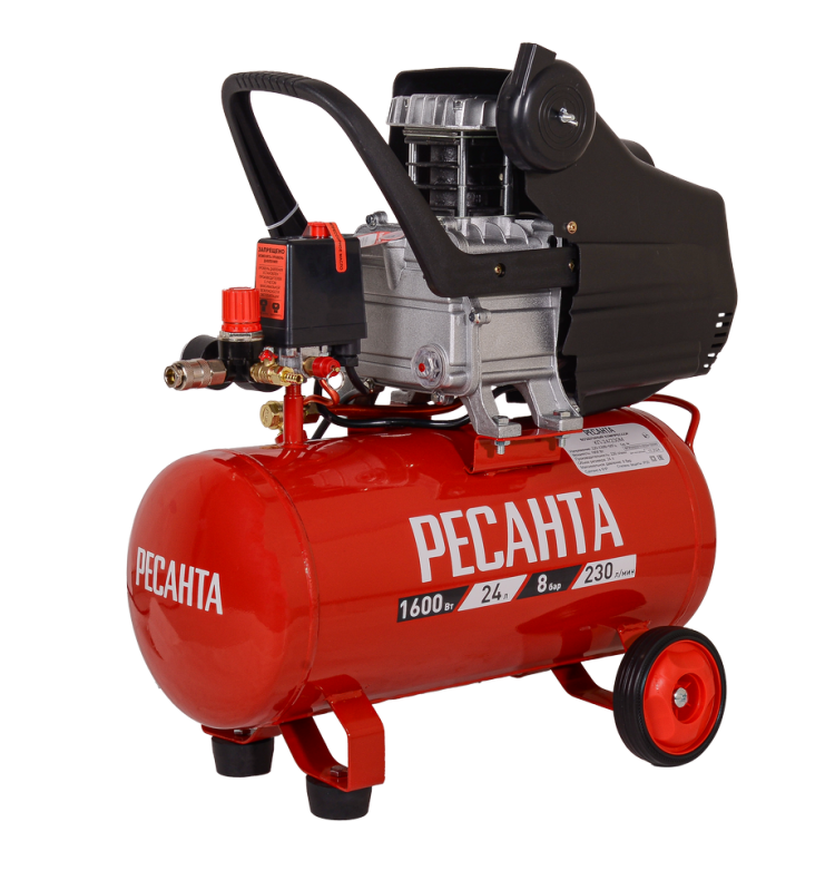 Компрессор Ресанта КП-24/230М: 230 л/мин, 24 л, 8 Бар, 1600 Вт