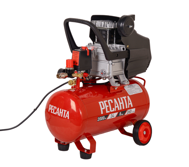 Компрессор Ресанта КП-24/260М: 260 л/мин, 24 л, 8 Бар, 2000 Вт