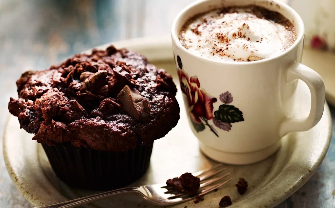 Кофе капуччино + шоколадный кекс, --взято из интернета с целью ознакомления. 