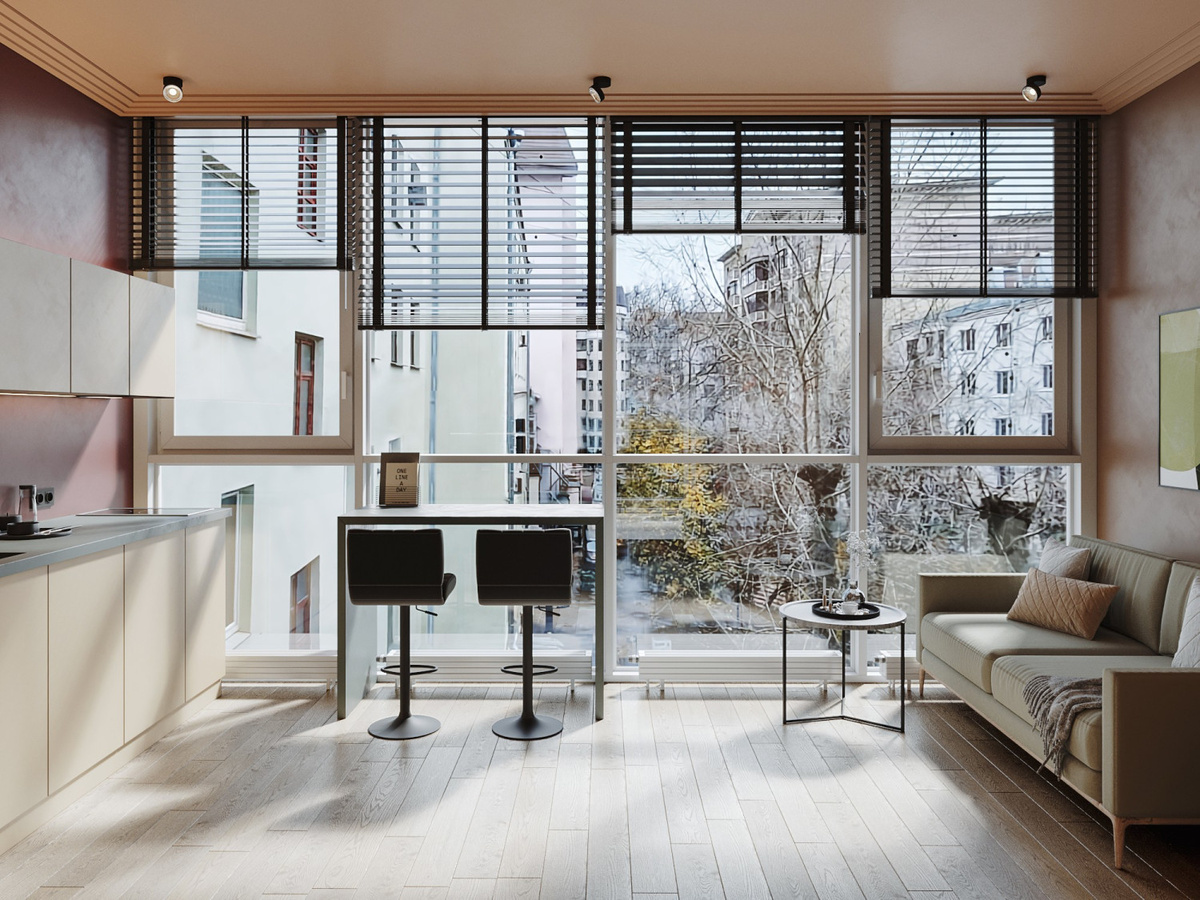 Интерьер студии в современном стиле, дизайнер Варвара Головко