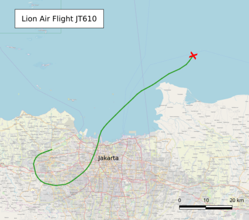 Схема полета рейса 610 / JT610.