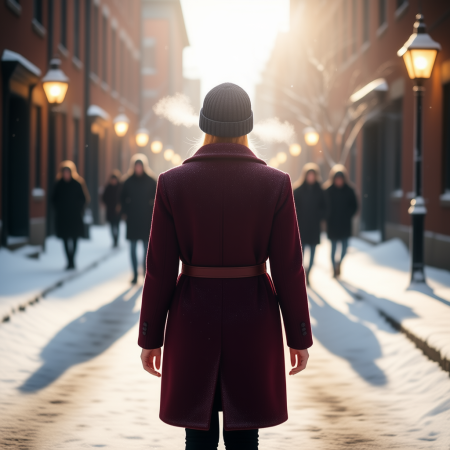 Шерстяное пальто (глубокий бордо) с поясом