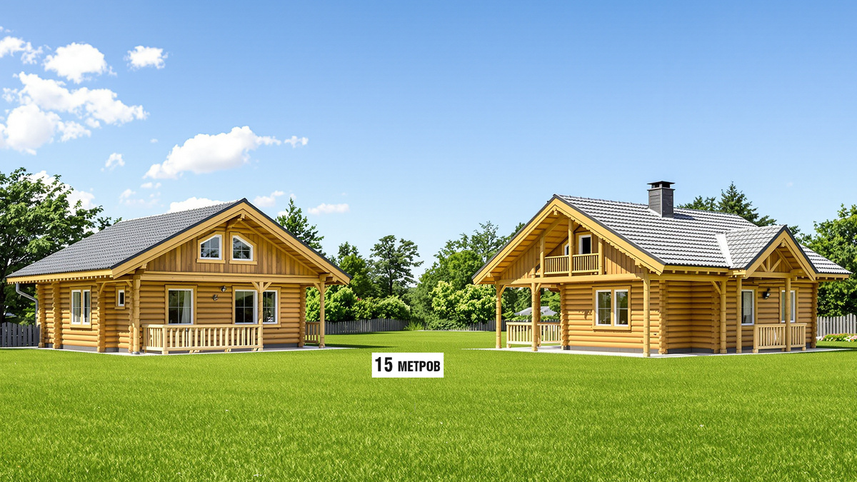 Фото: минимальное противопожарное расстояние до соседнего дома 15 метров