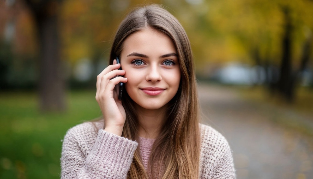 Девушка разговаривает по мобильному телефону