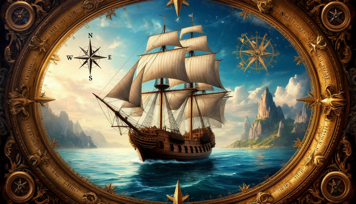 Могучий корабль, готовящийся к отплытию в далекие, богатые земли. У него прочные паруса, опытная команда, полные трюмы припасов. 