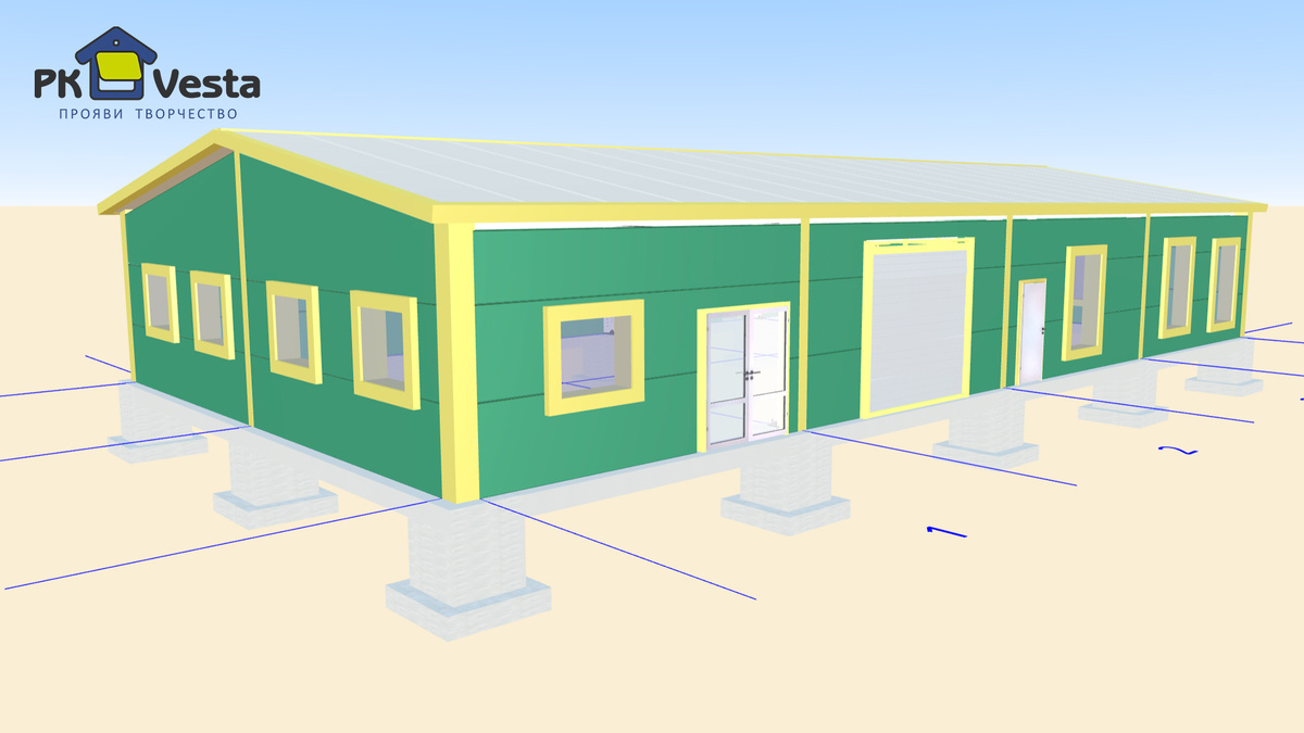 БЫСТРОВОЗВОДИМАЯ СТОЛОВАЯ И ОФИС 12Ш Х 24Д Х 3В ИЗ ЛСТК ДЛЯ МЕСТНОГО ФЕРМЕРА В Г. МОГИЛЕВ, БЕЛОРУССИЯ