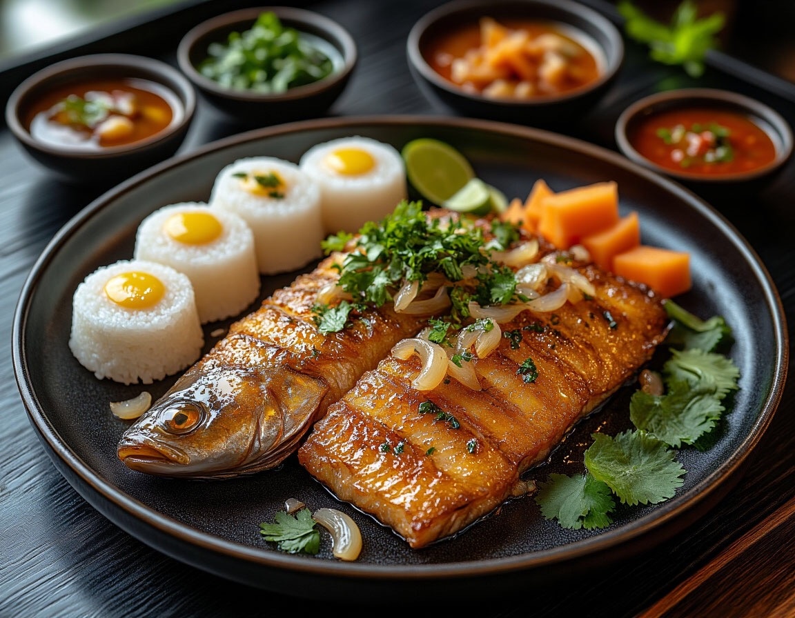 Жареная рыба со специями и зеленью 