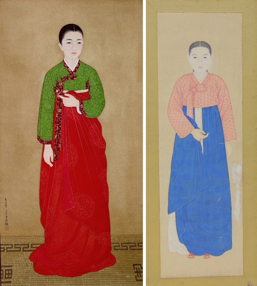 Портрет Чунхян работы прояпонского художника Ким Ын Хо (слева) и первый портрет Чунхян  работы Кан Чжу Су в 1931 году (справа) https://jirisaneum.org/eum_news/?bmode=view&idx=152523546