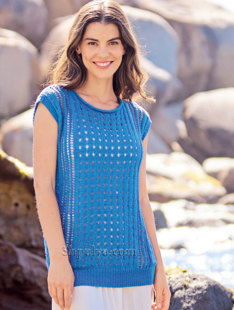 Удлиненный ажурный топ