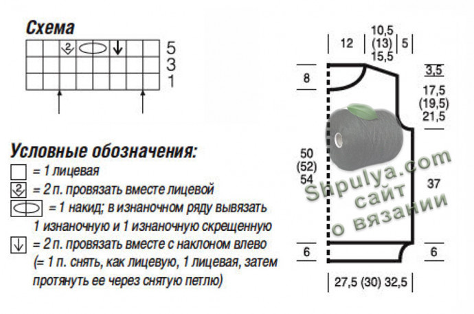 Схема вязания ажурного топа и выкройка
