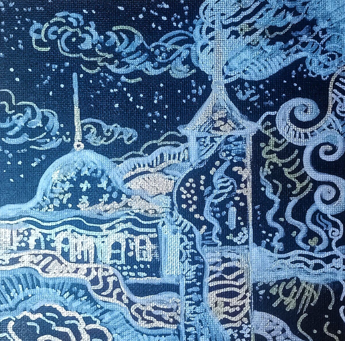 «Звездный город», 10x10, холст, акриловые маркеры, 2025 год. Светлана Колодиева