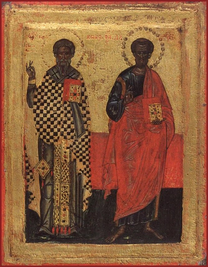    Святой евангелист Лука и святой апостол Павел Фото: Православная энциклопедия «Азбука веры»