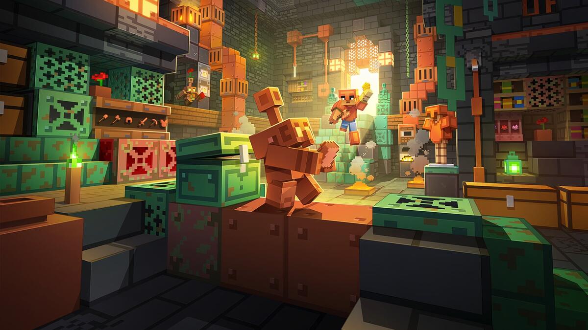 Мир в Майнкрафт состоит из кубиков (блоков). Легко разбирается и собирается как конструктор.