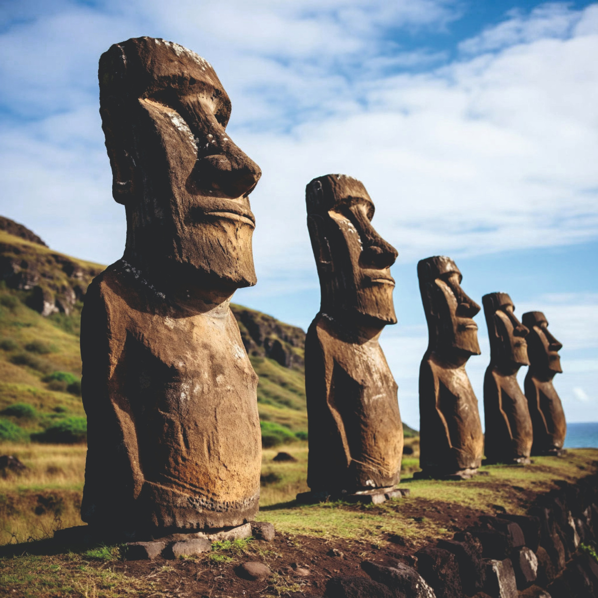гигантские каменные истуканы "моаи"