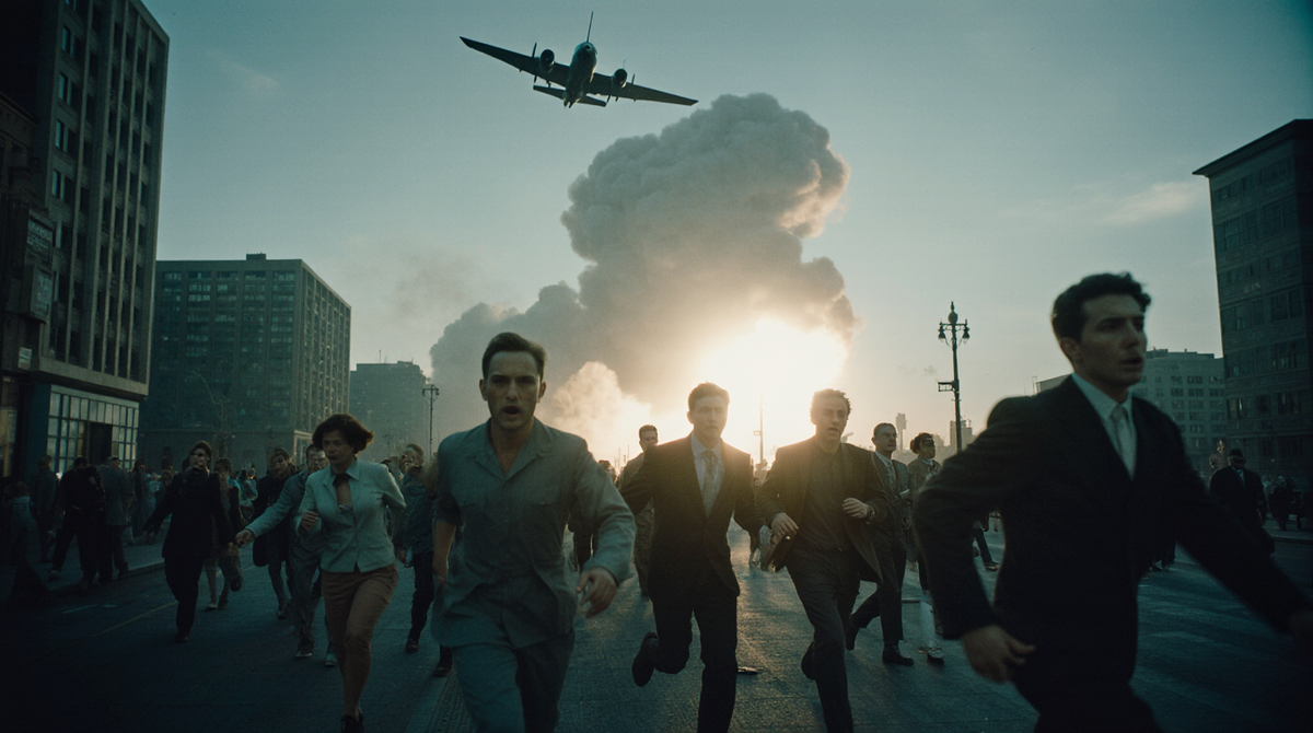 Зацвели цветы на востоке // НАши нейросети очень нейронежные. Пришлось просить вражескую KREA. Этот бездушный автомат немедленно сваял тучу картинок бомбардировки Нью-Йорка, Вашингнтона и непонятного города. Вот картинку с непонятным городом и прилепил