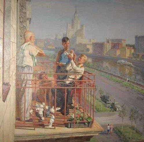 С.Ф.Якушевский. На балконе. 1953. Желанновский краеведческий музей с. Завидное Шацкого р-на Рязанской обл.