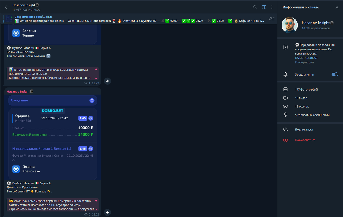 Телеграмм-канал каппера