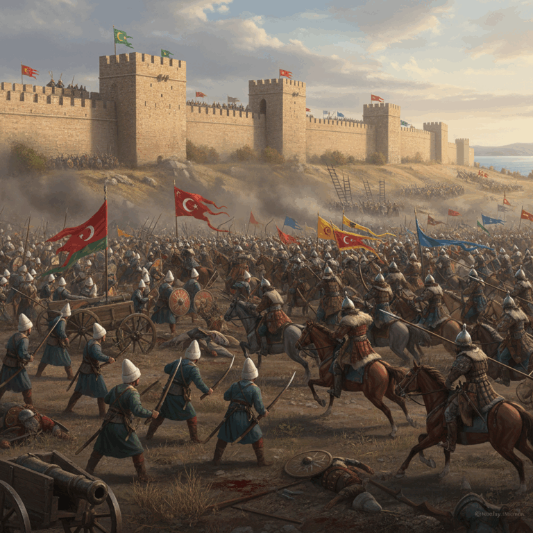 Сражение Крымских татар и Осман под стенами Константинополя. Атака татарской конницы