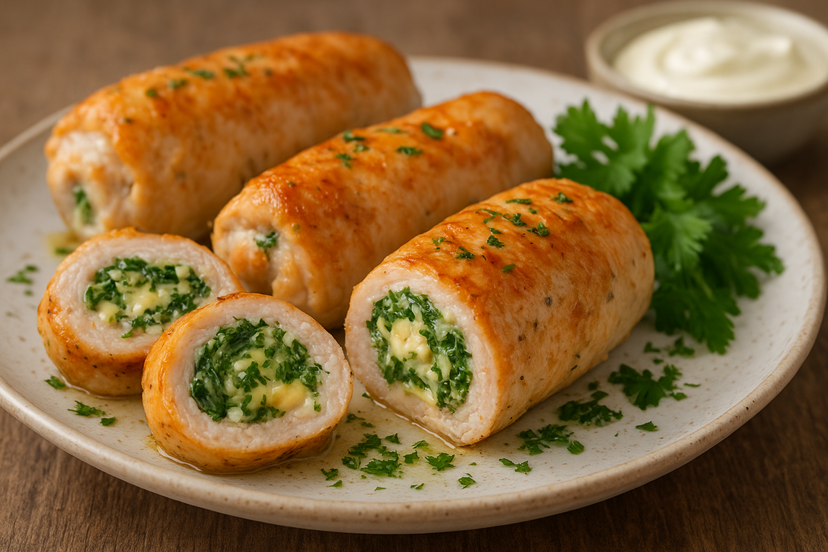 Куриные рулетики с сыром и зеленью