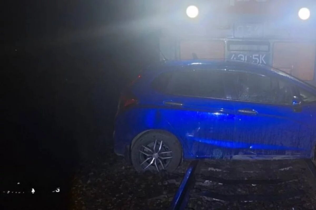    В Хабаровском крае грузовой поезд сбил иномарку, заглохшую на рельсах