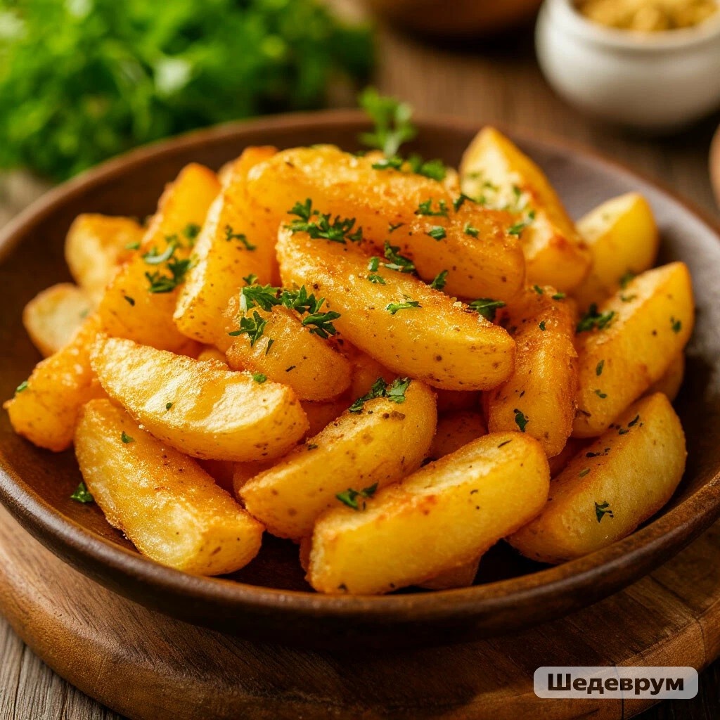 Картошка жареная по - деревенски.