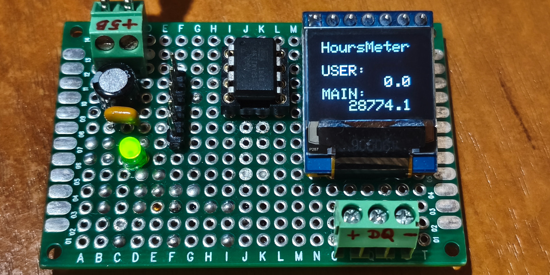 Двухканальный счетчик времени наработки устройства с OLED-дисплеем (Hours Meter)